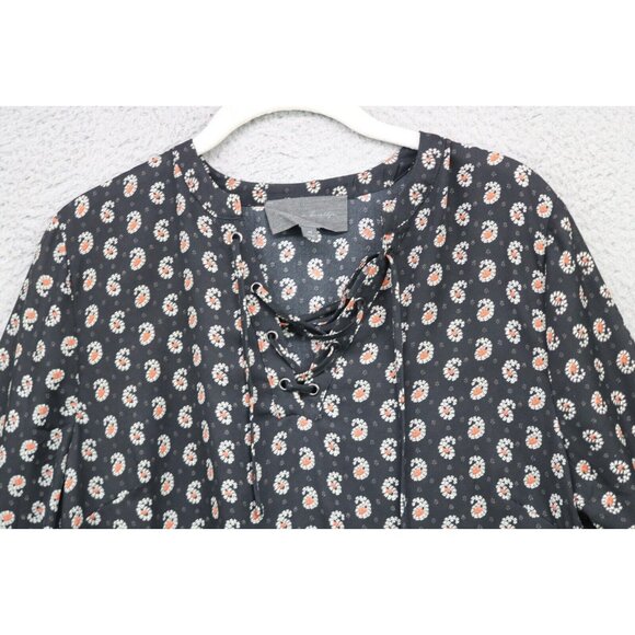 Sunday in Brooklyn 3/4 Bell Sleeve Dark Floral Tunic-Size Medium-Whimsigoth - Picture 2 of 12